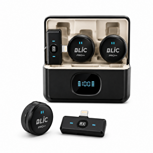 Bwc-05 Kablosuz İkili Yaka Mikrofonu Lightning Girişli Dijital Ekranlı 2.4g Canlı Yayın Ve Video Kayıt Mikrofonu