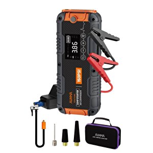 Auhma A9955 16.000 Mah Akü Takviye Cihazı Şarjlı Hava Kompresörü 150 Psi Lastik Şişirme Pompası Powerbank