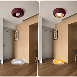 Beton Dokulu Bordo Plafonyer Avize E27 Duylu Tavana Sıfır Modern Tavan Lambası Bordo