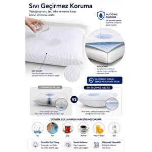2 Li Sıvı Geçirmez Yastık Alezi Pamuklu Kapaklı 50x70+20 Cm