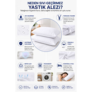 Sıvı Geçirmez Yastık Alezi 2'li 50x70 Cm Pamuklu Fermuarlı Puresleep