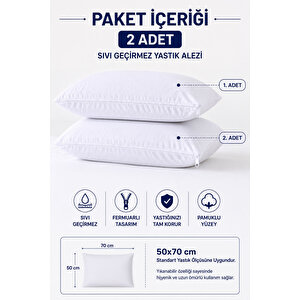 Sıvı Geçirmez Yastık Alezi 2'li 50x70 Cm Pamuklu Fermuarlı Puresleep
