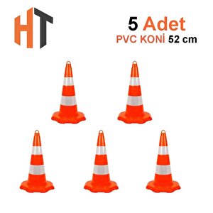 Pvc Trafik Konisi 52 Cm Çift Reflektifli Trafik Dubası-5 Adet