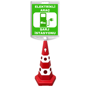 Elektrikli Araç Şarj İstasyonu Çift Taraf Baskı Kırmızı Ultra Kedi Gözlü Ağırlıklı Koni Seti Trafik Dubası