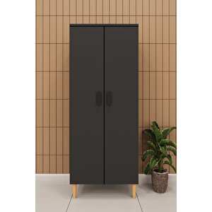 Modern 2 Kapaklı Çok Amaçlı Mutfak Banyo Dolabı %100 Mdf Erzak Kiler Dolabı Fd02 Antrasit