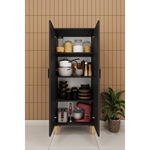 Modern 2 Kapaklı Çok Amaçlı Mutfak Banyo Dolabı %100 Mdf Erzak Kiler Dolabı Fd02 Antrasit