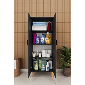 Modern 2 Kapaklı Çok Amaçlı Mutfak Banyo Dolabı %100 Mdf Erzak Kiler Dolabı Fd02 Antrasit
