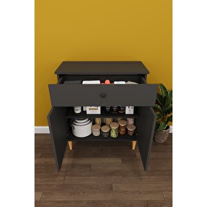 Modern Çekmeceli Çok Amaçlı Mutfak Banyo Dolabı %100 Mdf Erzak Kiler Dolabı Fd01 Antrasit