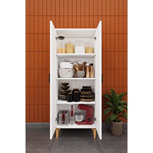 Modern 2 Kapaklı Çok Amaçlı Mutfak Banyo Dolabı %100 Mdf Erzak Kiler Dolabı Fd02 Beyaz