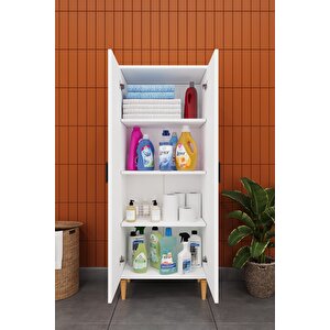 Modern 2 Kapaklı Çok Amaçlı Mutfak Banyo Dolabı %100 Mdf Erzak Kiler Dolabı Fd02 Beyaz