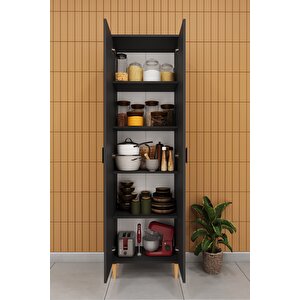 Modern 2 Kapaklı Çok Amaçlı Mutfak Banyo Dolabı %100 Mdf Erzak Kiler Dolabı Fd03 Antrasit