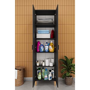 Modern 2 Kapaklı Çok Amaçlı Mutfak Banyo Dolabı %100 Mdf Erzak Kiler Dolabı Fd03 Antrasit
