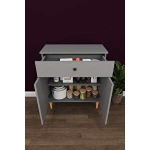 Modern Çekmeceli Çok Amaçlı Mutfak Banyo Dolabı %100 Mdf Erzak Kiler Dolabı Fd01 Kül Gri
