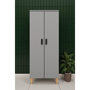 Modern 2 Kapaklı Çok Amaçlı Mutfak Banyo Dolabı %100 Mdf Erzak Kiler Dolabı Fd02 Kül Gri