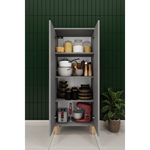 Modern 2 Kapaklı Çok Amaçlı Mutfak Banyo Dolabı %100 Mdf Erzak Kiler Dolabı Fd02 Kül Gri