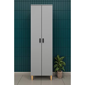 Modern 2 Kapaklı Çok Amaçlı Mutfak Banyo Dolabı %100 Mdf Erzak Kiler Dolabı Fd03 Kül Gri
