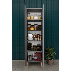 Modern 2 Kapaklı Çok Amaçlı Mutfak Banyo Dolabı %100 Mdf Erzak Kiler Dolabı Fd03 Kül Gri