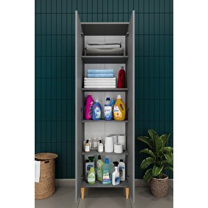 Modern 2 Kapaklı Çok Amaçlı Mutfak Banyo Dolabı %100 Mdf Erzak Kiler Dolabı Fd03 Kül Gri