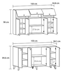Öykü 150 Cm 18mm Mdf Tezgahlı Mutfak Dolabı Hazır Mutfak Ünitesi