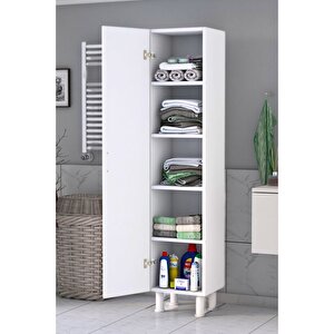 5 Raflı Banyo Boy Dolabı Beyaz Beyaz