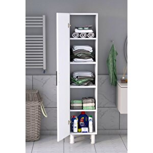 5 Raflı Banyo Boy Dolabı Beyaz Beyaz