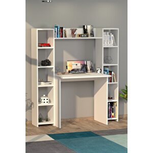 Trend Kitaplıklı Çalışma Masası Beyaz Beyaz