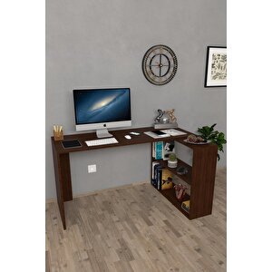 Atlas Kitaplıklı Çalışma Masası, Bilgisayar Masası Ceviz Ceviz