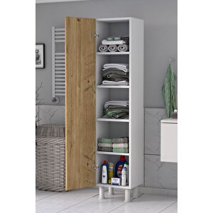5 Raflı Banyo Boy Dolabı Beyaz Çam Çağla