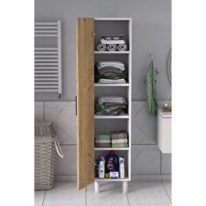 5 Raflı Banyo Boy Dolabı Beyaz Çam Çağla