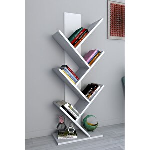 Tree Dekoratif Kitaplık Beyaz Beyaz 05