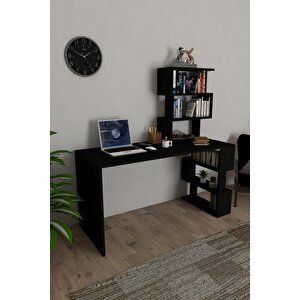 Liman Kitaplıklı Çalışma Masası Siyah Siyah