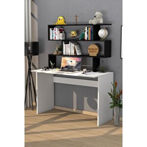 Kaya Kitaplıklı Çalışma Masası Siyah Beyaz 02