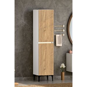 Polen 2 Kapaklı Çok Amaçlı Boy Banyo,mutfak,kiler Dolabı Beyaz Çam Çam