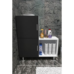 2 Kapaklı L Çok Amaçlı Banyo Dolabı Siyah Siyah