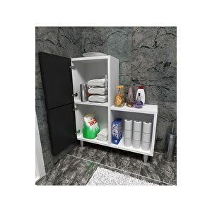 2 Kapaklı L Çok Amaçlı Banyo Dolabı Siyah Siyah