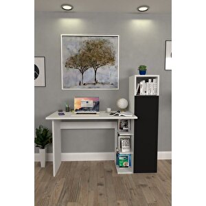 Diamond Dolaplı Çalışma Masası Siyah Beyaz Silme
