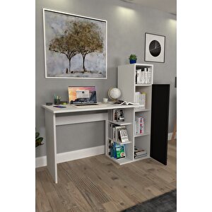 Diamond Dolaplı Çalışma Masası Siyah Beyaz Silme