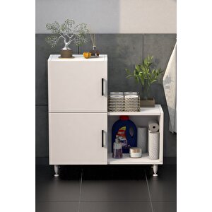 2 Kapaklı L Çok Amaçlı Banyo Dolabı Beyaz Beyaz 05