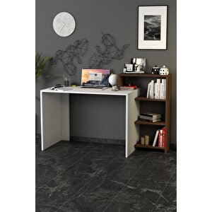 Ahsen Kitaplıklı Çalışma Masası Beyaz Ceviz Beyaz Ceviz Desen