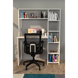 Duru Kitaplıklı Çalışma Masası Beyaz Beyaz