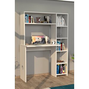Duru Kitaplıklı Çalışma Masası Beyaz Beyaz