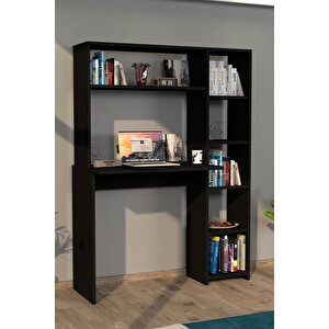Duru Kitaplıklı Çalışma Masası Siyah Siyah