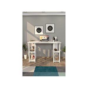 Hipo Kitaplıklı Çalışma Masası Beyaz Beyaz