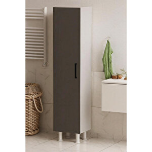 5 Raflı Kapaklı Çok Amaçlı Banyo Boy Dolabı Beyaz Antrasit