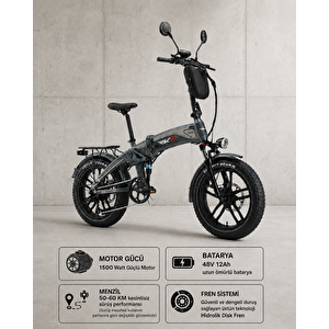 Rks Rd8 Premium Elektri̇kli̇ Bi̇si̇klet Gri̇ - 1500w