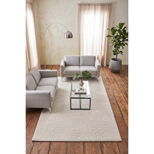 Bohem Krem Emboss Premium Seri Kaymaz Taban Jel Taban Halı Yolluk Antre Hol Salon Mutfak Halısı 150x230 cm