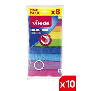 10 Paket 8 Li %100 Mikrofiber Colors Temizlik Bezi