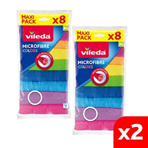 2 Paket 8 Li %100 Mikrofiber Colors Temizlik Bezi