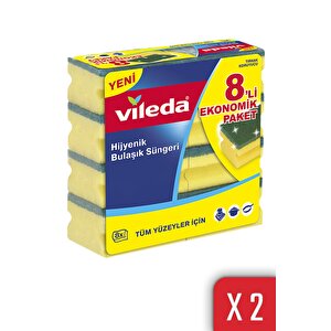 2 Paket 8 Li Yeşil Klasik Oluklu Sünger