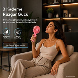 Şarj Edilebilir Mini El Vantilatörü | Type-c Şarjlı | 3 Kademeli | 400 Mah Hff-03c